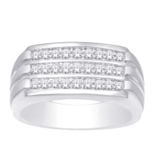 10K White Gold 1/2 Ct.Tw. Diamond Mens Fashion Ring