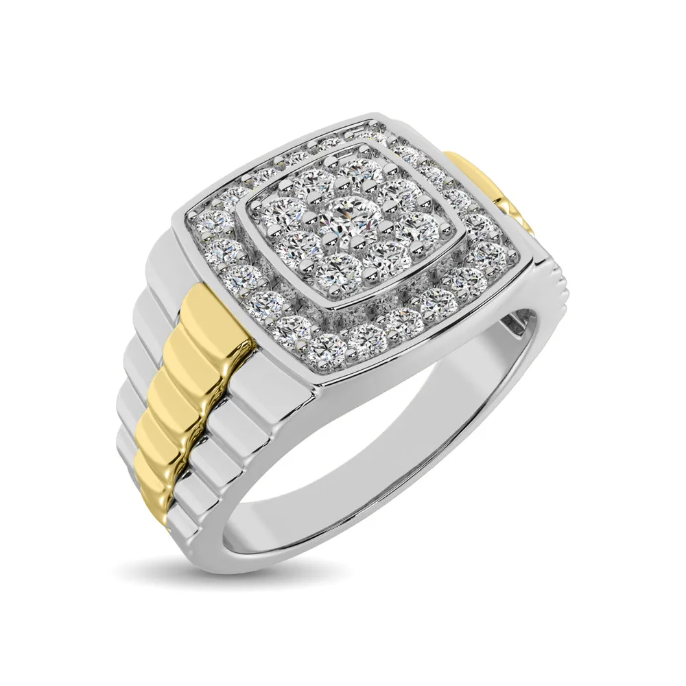 10K White Gold with Accent of 10K Yellow Gold 3/4 Ct.Tw. Diamond Mens Fashion Ring