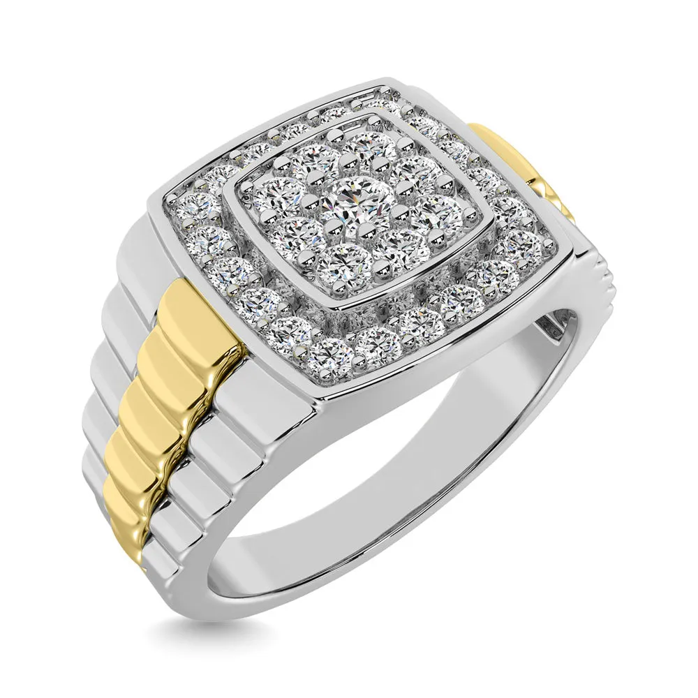 10K White Gold with Accent of 10K Yellow Gold 3/4 Ct.Tw. Diamond Mens Fashion Ring