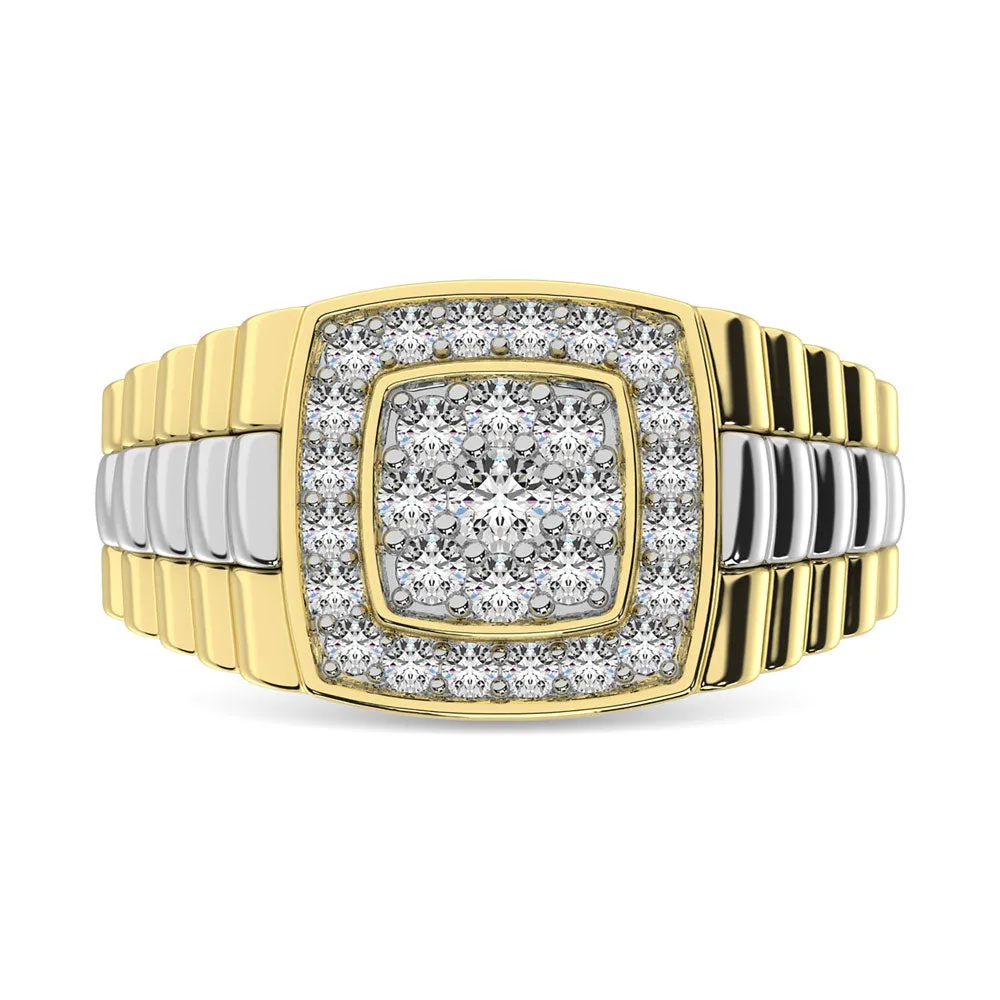 10K Yellow Gold with Accent of 10K White Gold 3/4 Ct.Tw. Diamond Mens Fashion Ring