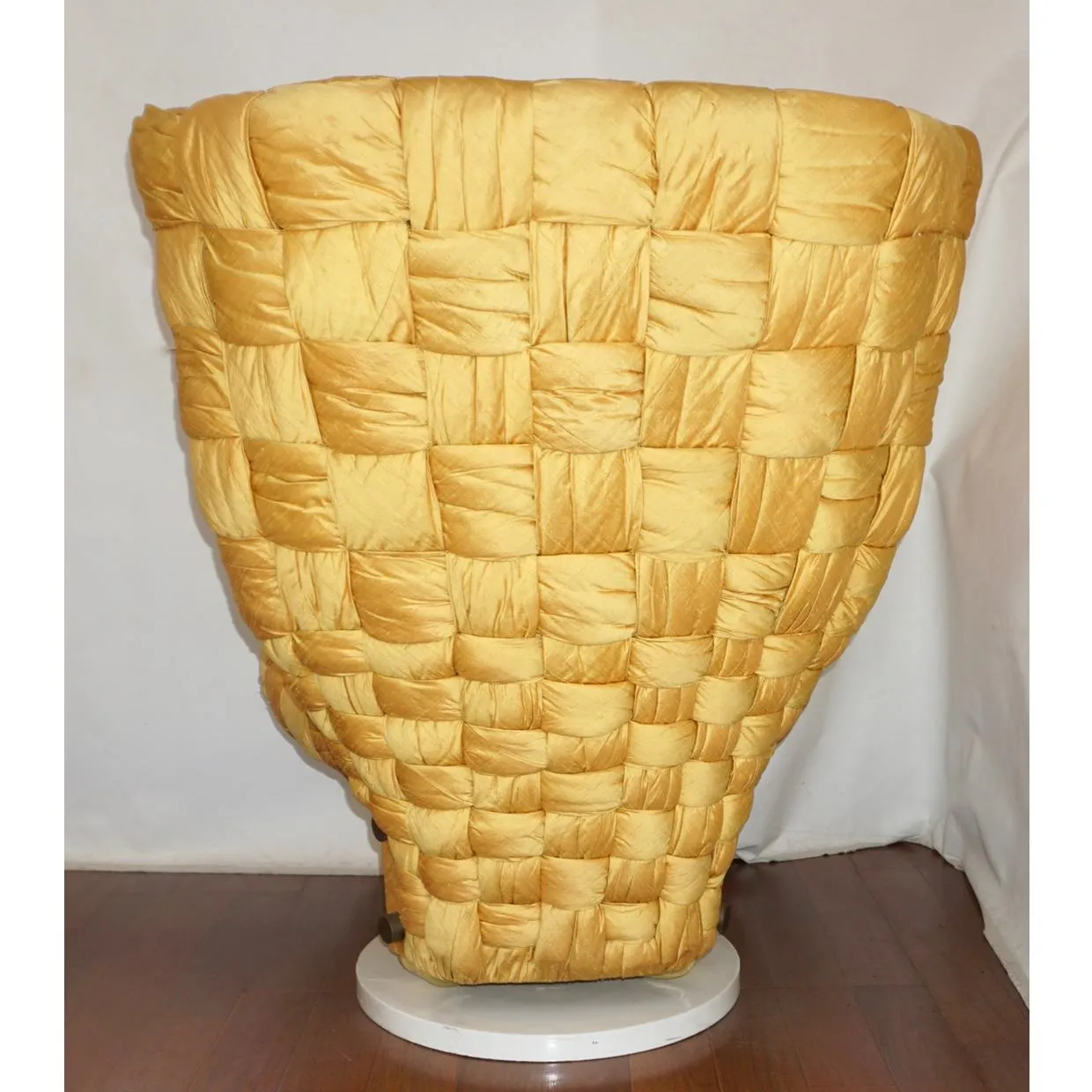 1970s Marzio Cecchi Italian Vintage Iconic Gold Yellow Silk Swivel Armchair