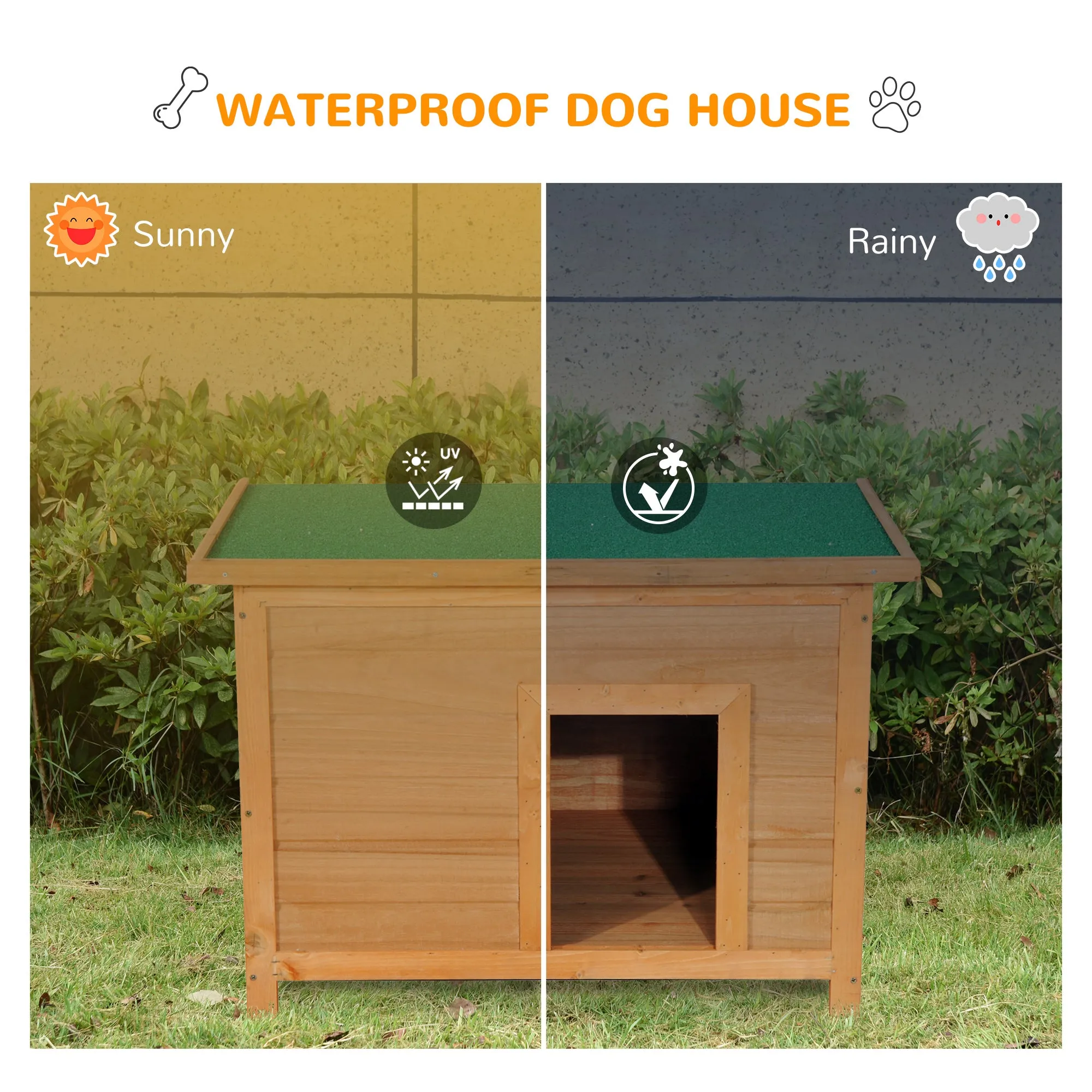 85cm Elevated Dog Kennel Wooden Pet House Outdoor Waterproof