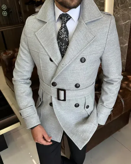 Arctic Ash grey Double Breasted Over Coat by ITALIAN VEGA®