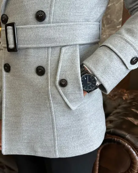 Arctic Ash grey Double Breasted Over Coat by ITALIAN VEGA®