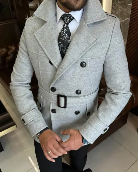 Arctic Ash grey Double Breasted Over Coat by ITALIAN VEGA®