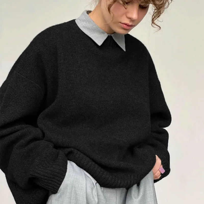 Autumn Winter Round Neck Sweater Women Cashmere Fashion Basic Knitted Pullover Chic Soft Casual Female Jumper Long Sleeve Tops