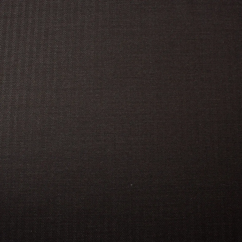 Black Herringbone British Pure Wool Suiting