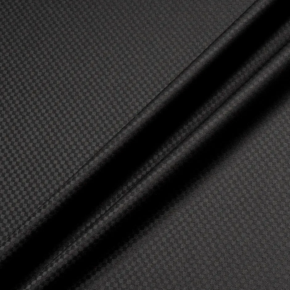 Black Square Jacquard Pure Worsted Wool Suiting