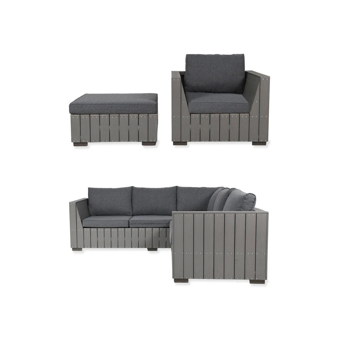 Bosham Corner Sofa Set in Grey - Polywood