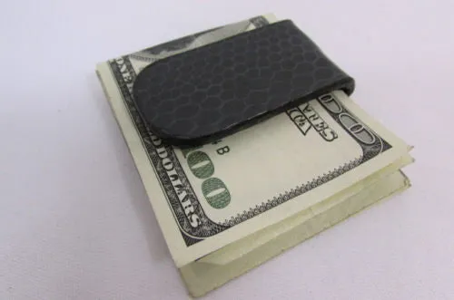 Brown Black Beige Snake Skin Genuine Leather Magnet Money Clip