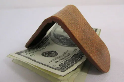 Brown Black Beige Snake Skin Genuine Leather Magnet Money Clip