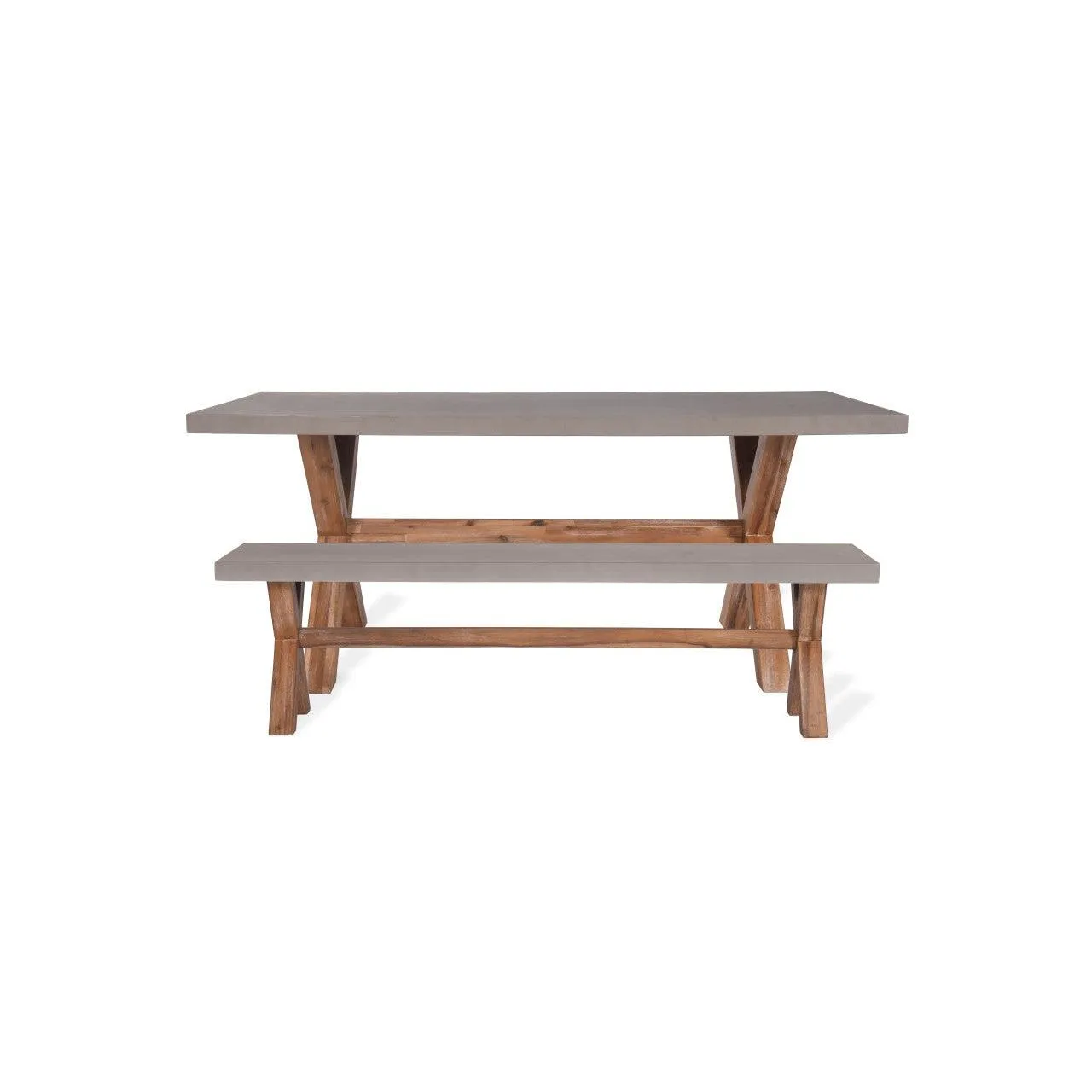 Burford Table and Bench Set, Small in Grey - Polystone