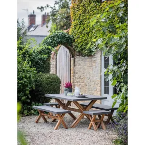 Burford Table and Bench Set, Small in Natural - Polystone