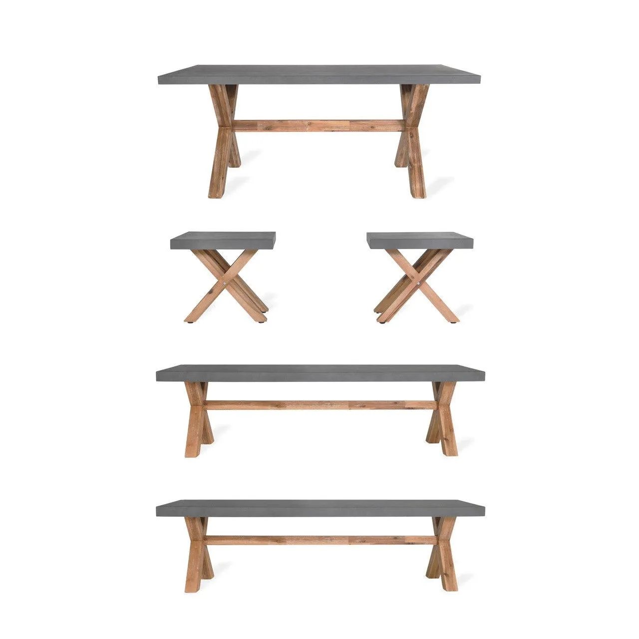 Burford Table and Bench Set, Small in Natural - Polystone