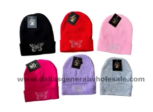 Butterfly Bling Bling Skull Beanie Caps Wholesale