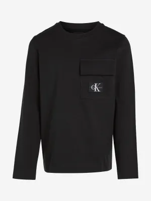 Calvin Klein Boys Badge Long Sleeve T-Shirt in Black