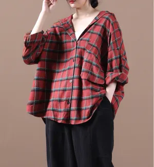 Checked Women Coat Spring Aurumn Hooded Casual Coat  Plus Size Coat Jacket