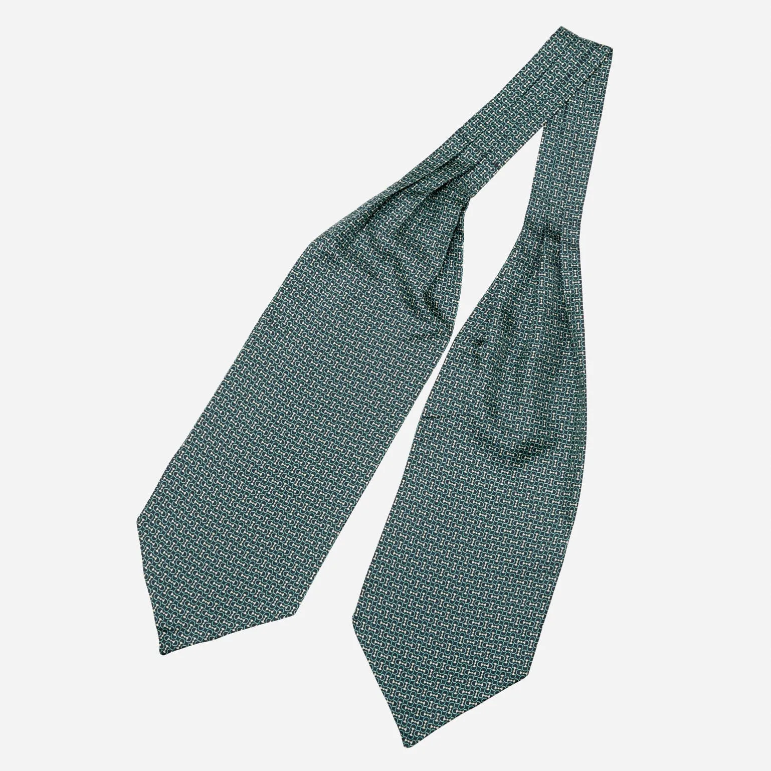 Condotti - Silk Ascot Cravat Tie - Green and Navy