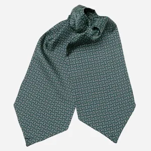 Condotti - Silk Ascot Cravat Tie - Green and Navy