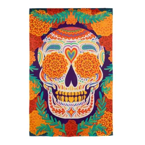 Day of the Dead Skull Burlap Garden Flag