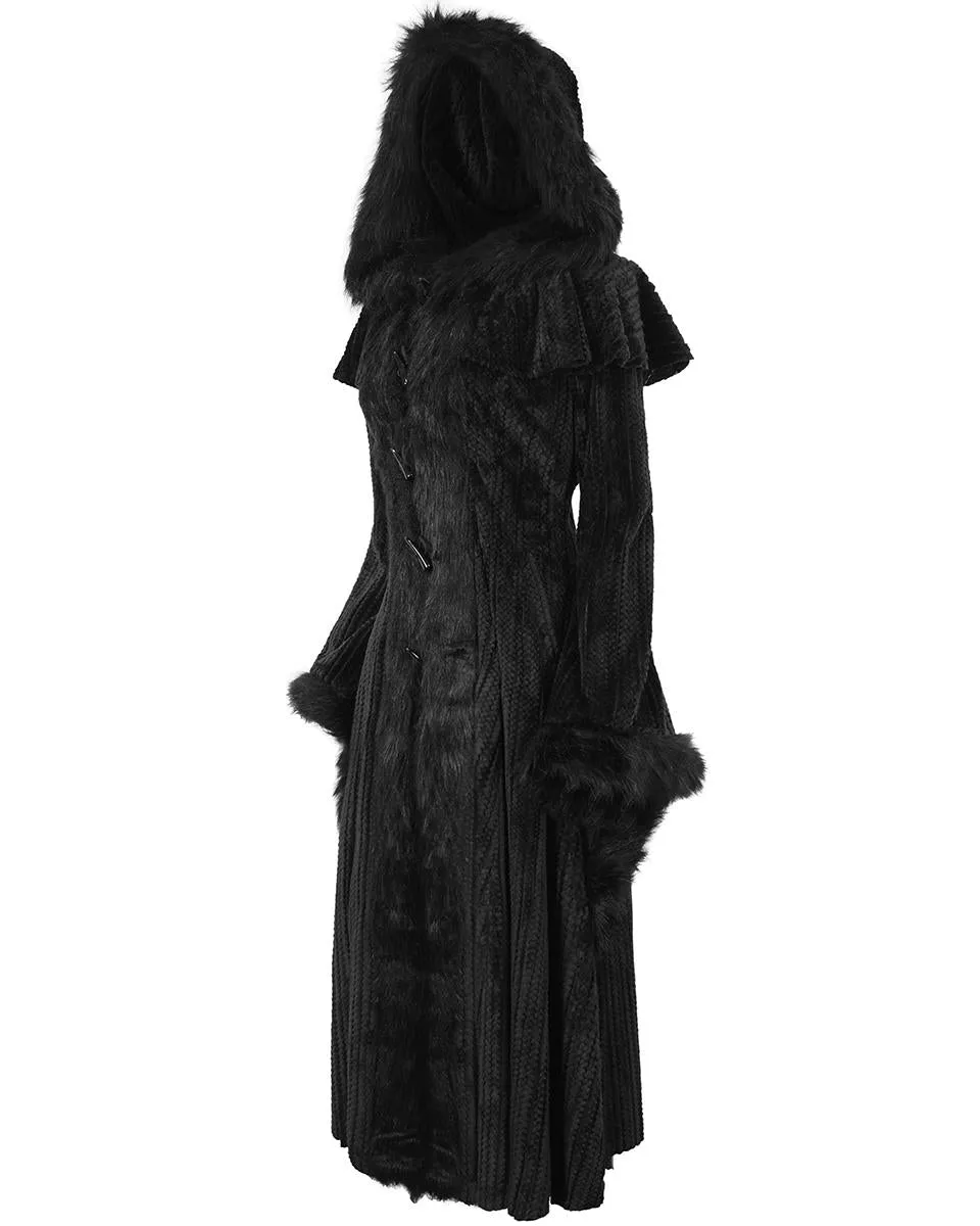 Devil Fashion Womens Long Gothic Chenille Hooded Winter Coat