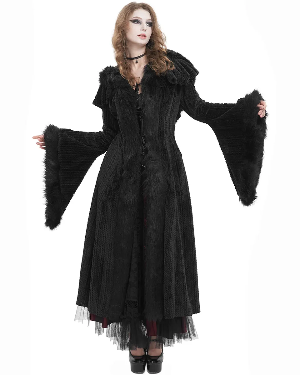 Devil Fashion Womens Long Gothic Chenille Hooded Winter Coat