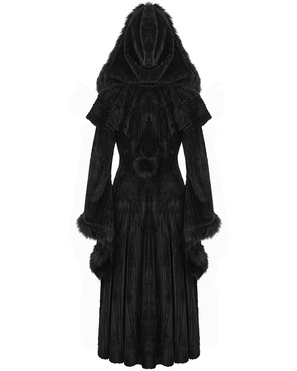 Devil Fashion Womens Long Gothic Chenille Hooded Winter Coat