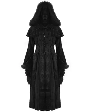 Devil Fashion Womens Long Gothic Chenille Hooded Winter Coat