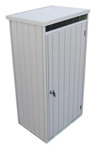 Duramax Palladium High Store Locker Single Door with Front Skylight, Multi-Purpose Garden Storage Cabinet, Outdoor Tall Cupboard, Adjustable Shelf Kit Included, Silver