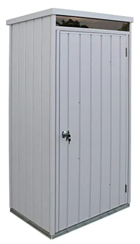 Duramax Palladium High Store Locker Single Door with Front Skylight, Multi-Purpose Garden Storage Cabinet, Outdoor Tall Cupboard, Adjustable Shelf Kit Included, Silver