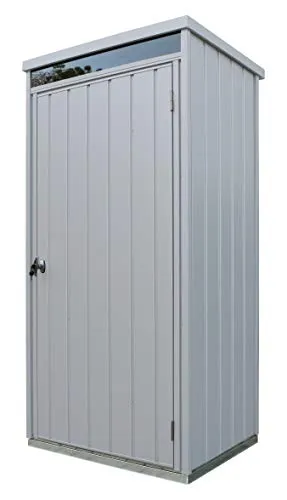 Duramax Palladium High Store Locker Single Door with Front Skylight, Multi-Purpose Garden Storage Cabinet, Outdoor Tall Cupboard, Adjustable Shelf Kit Included, Silver