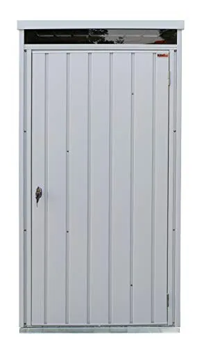 Duramax Palladium High Store Locker Single Door with Front Skylight, Multi-Purpose Garden Storage Cabinet, Outdoor Tall Cupboard, Adjustable Shelf Kit Included, Silver