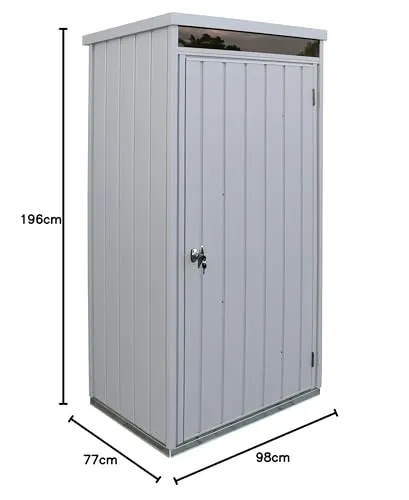 Duramax Palladium High Store Locker Single Door with Front Skylight, Multi-Purpose Garden Storage Cabinet, Outdoor Tall Cupboard, Adjustable Shelf Kit Included, Silver