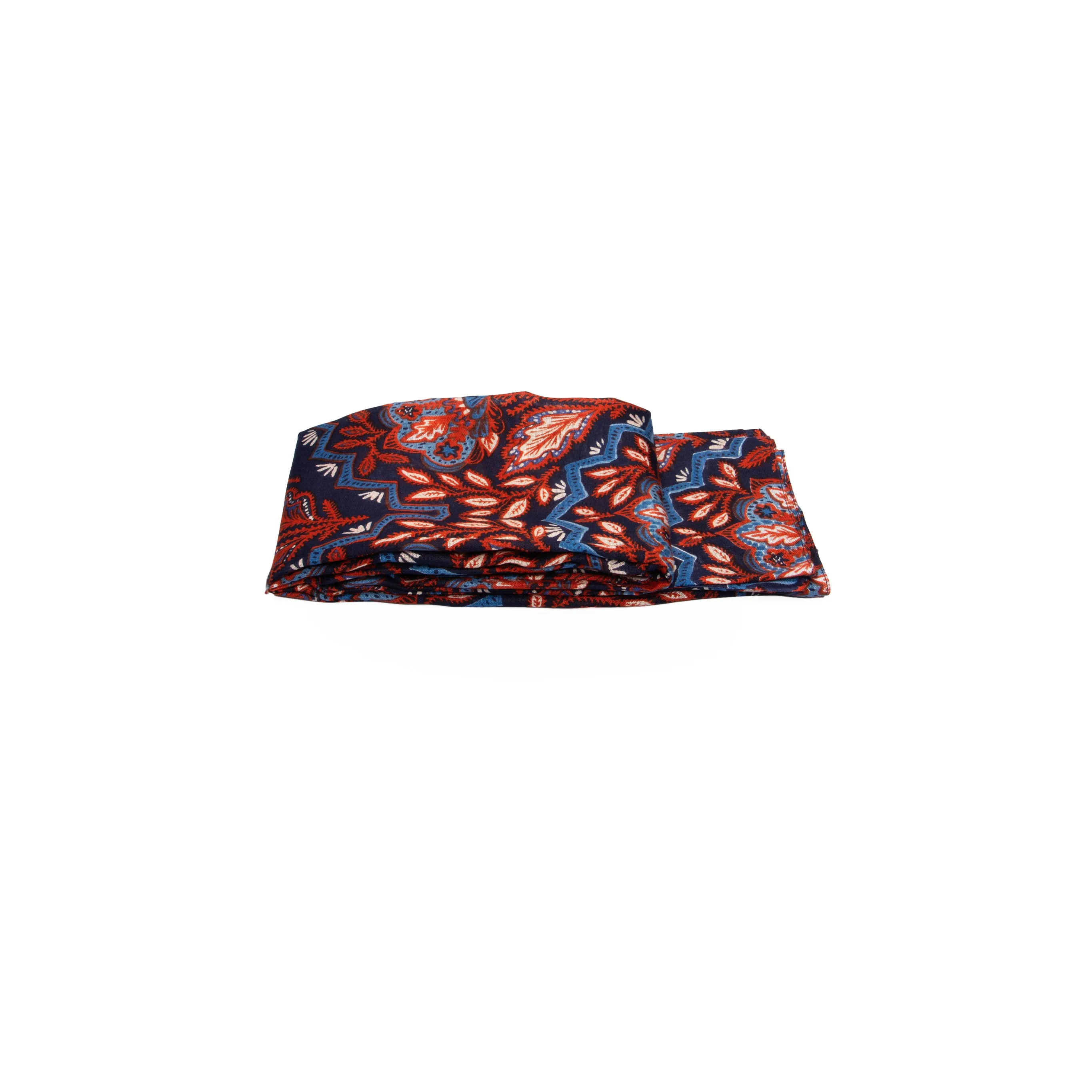 Fern Lightweight Scarf - Blue/Coral, Floral Mosaic