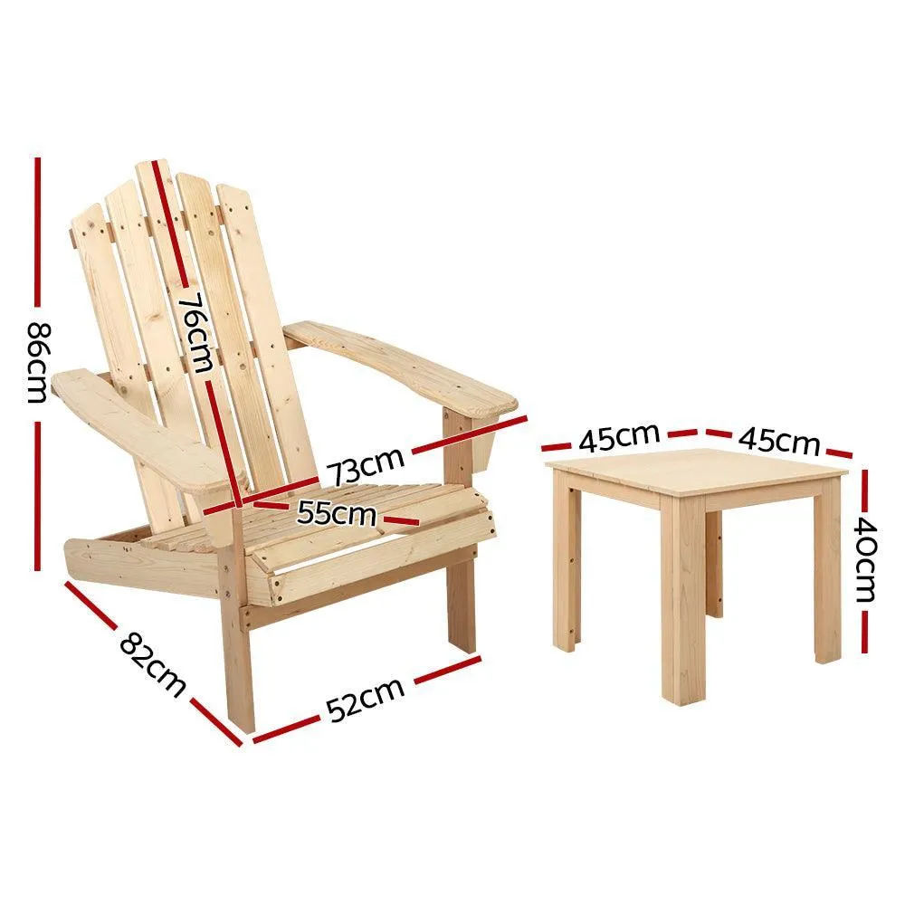 Gardeon Outdoor Sun Lounge Beach Chairs Table Setting Wooden Adirondack Patio Chair Lounges Wood