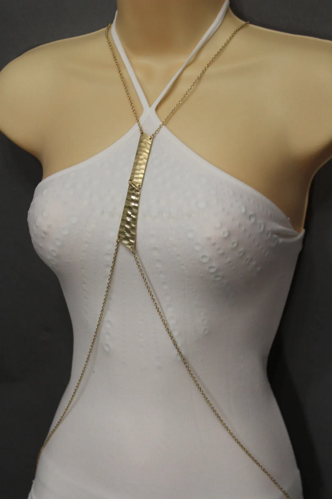 Gold Double Metal Plate Body Chains Long Necklace Jewelry Beach Harness