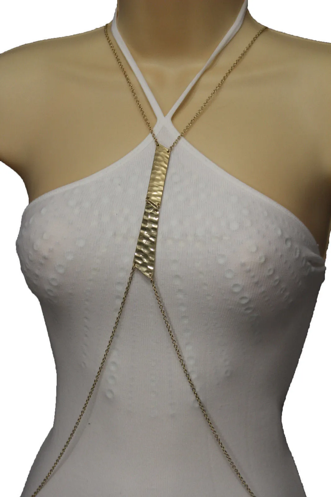 Gold Double Metal Plate Body Chains Long Necklace Jewelry Beach Harness