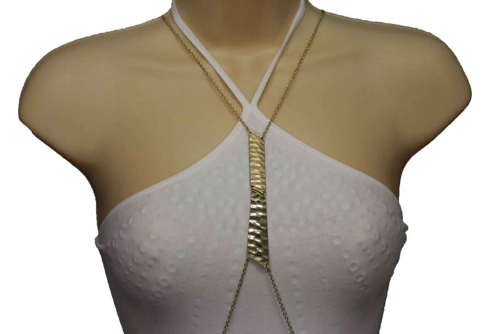 Gold Double Metal Plate Body Chains Long Necklace Jewelry Beach Harness