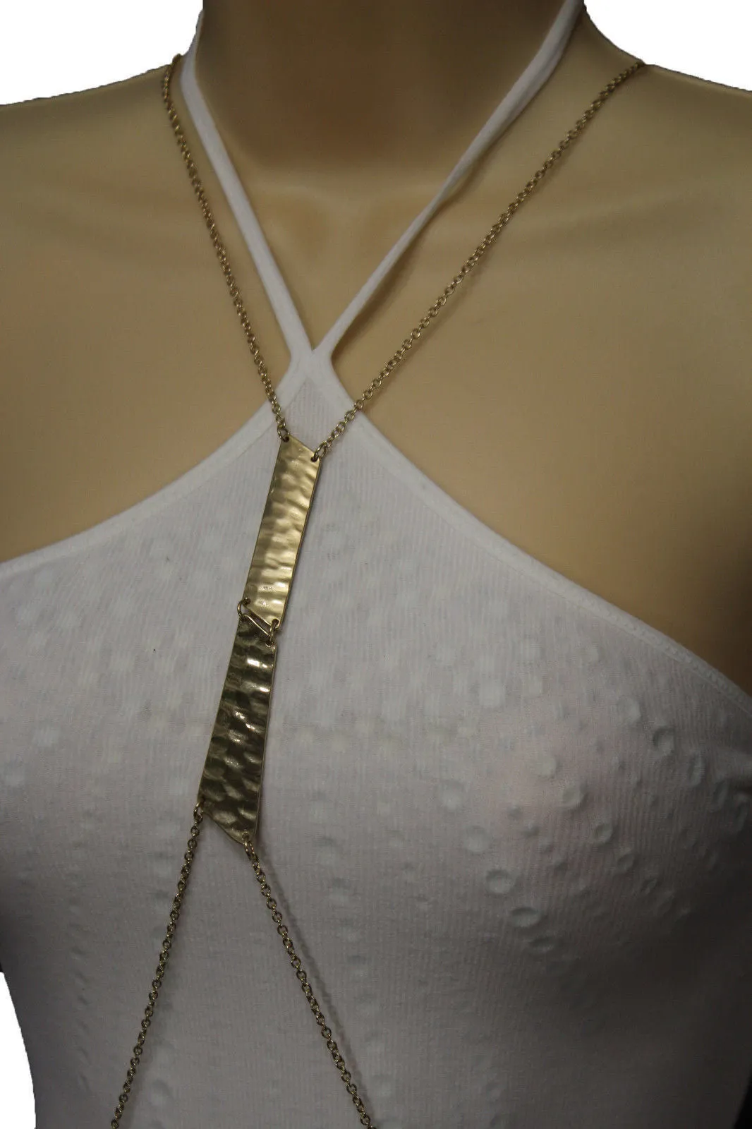 Gold Double Metal Plate Body Chains Long Necklace Jewelry Beach Harness