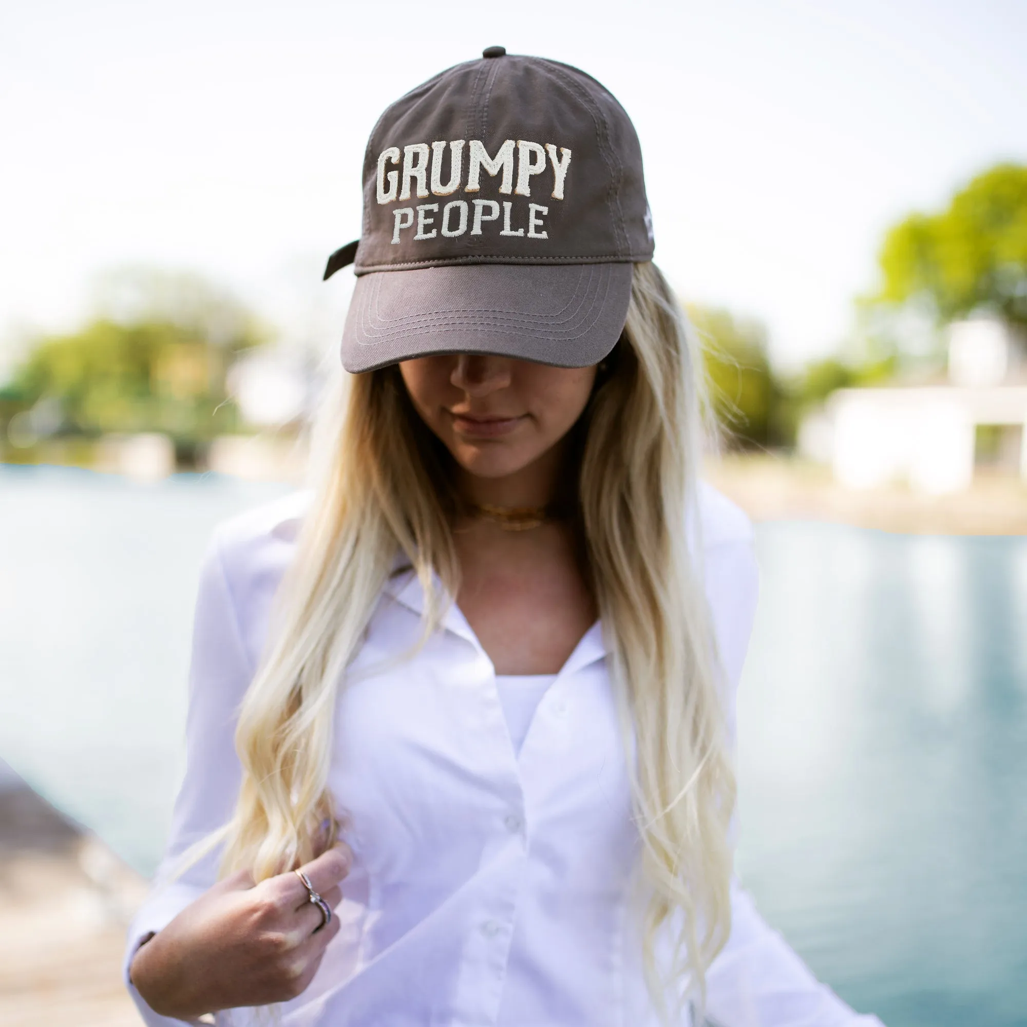 Grumpy People Dark Gray Adjustable Hat