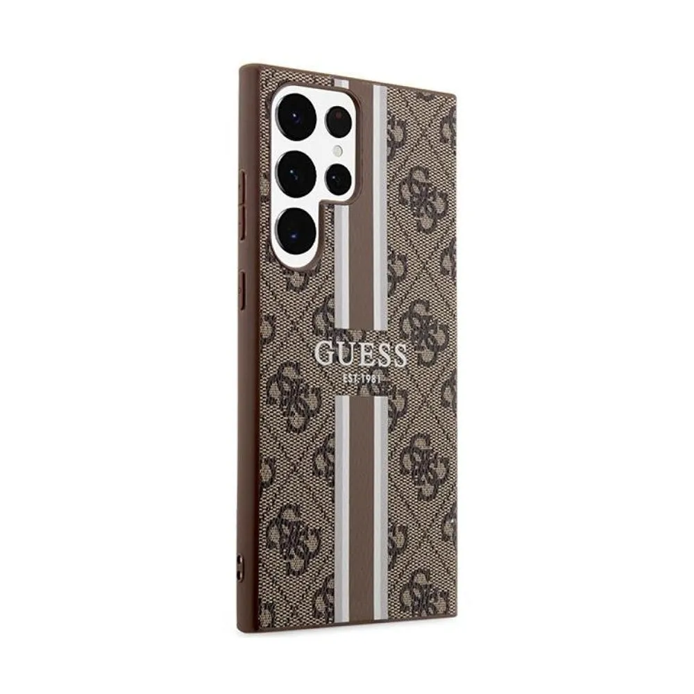 Guess Mobile Phone Case S23 Ultra S918 Brown / Brown Hardcase 4G Printed Stripe