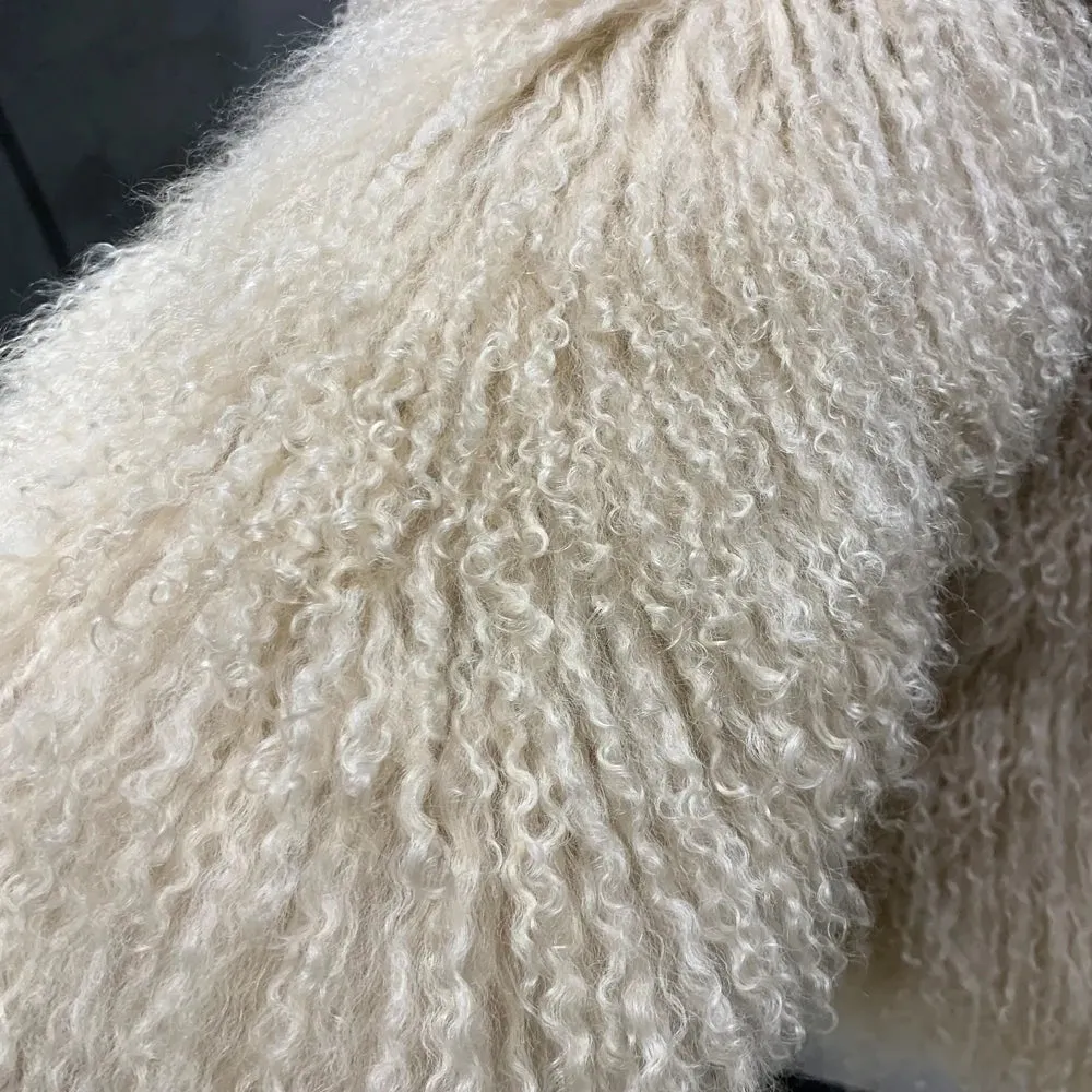 Hooded Mongolian Curly Fur Relaxed Jacket