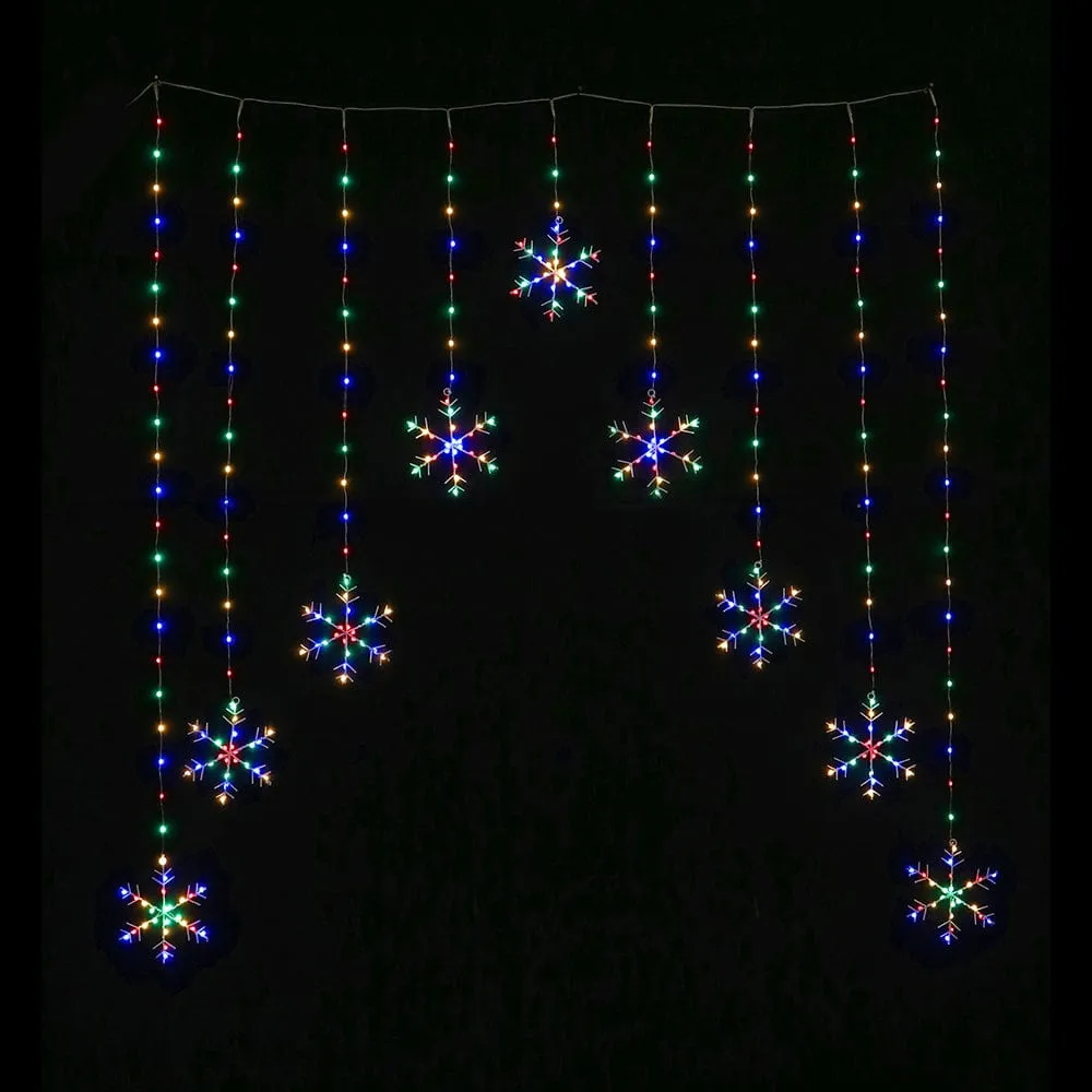 LED Multi Snowflakes Curtain (9pc)