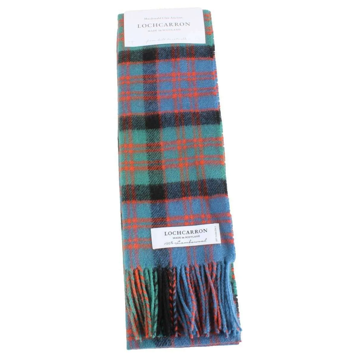 Locharron of Scotland Bowhill Macdonald Clan Ancient Lambswool Scarf - Blue/Green