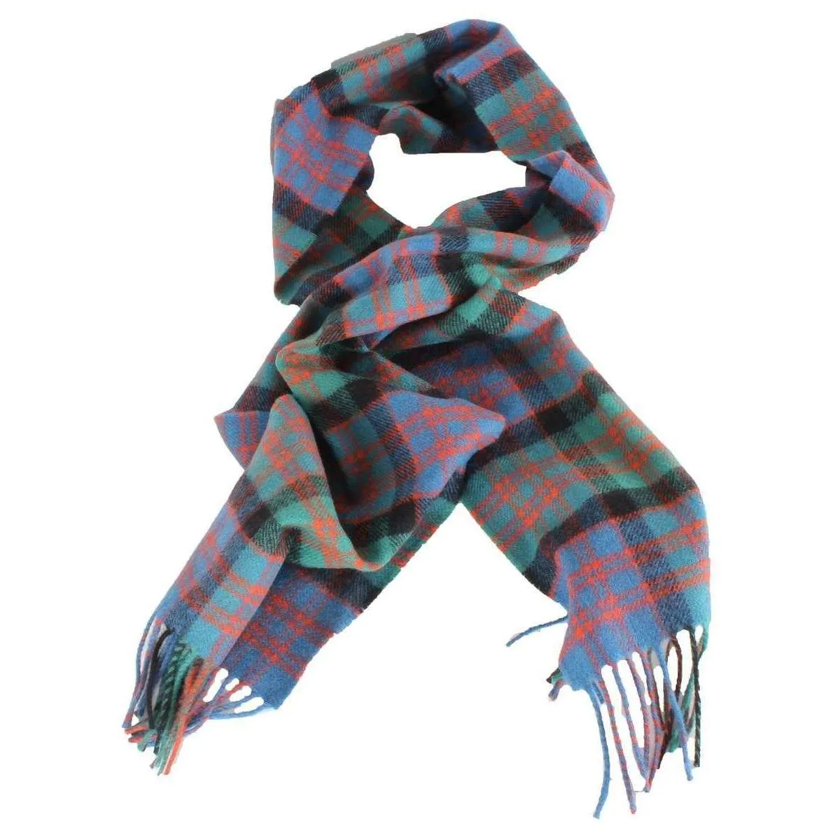 Locharron of Scotland Bowhill Macdonald Clan Ancient Lambswool Scarf - Blue/Green