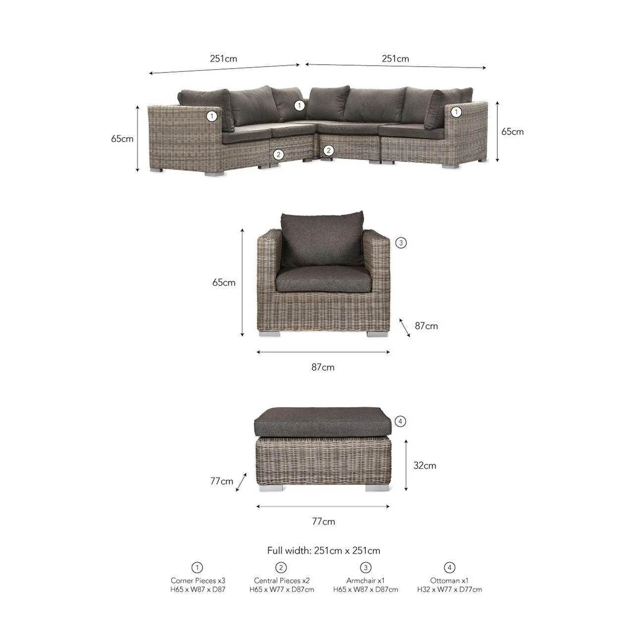 Marden Corner Sofa Set - PE Rattan