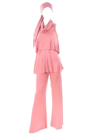 Mary Adrienne Steckling Coen Adri Vintage Coral Pink Pants Outfit With top & Scarf