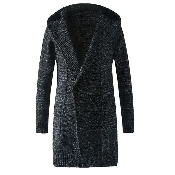 Mens Cardigan Sweater Turn-down Collar Outwear