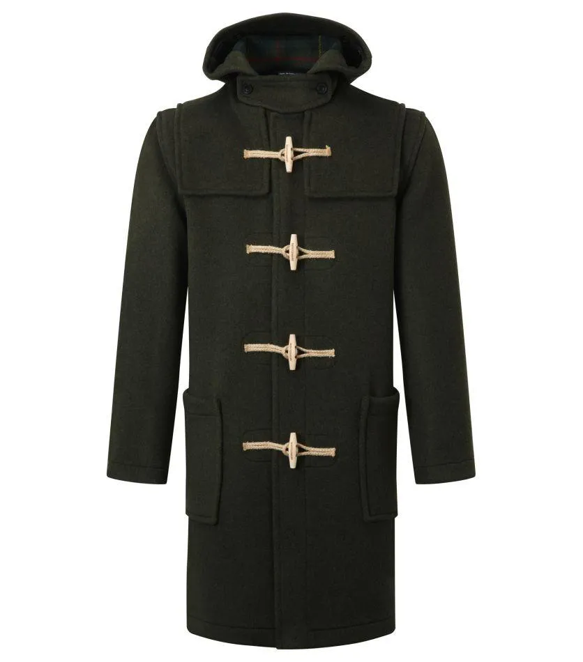 Men's Classic Fit Duffle Coat with Wooden Toggles - Olive