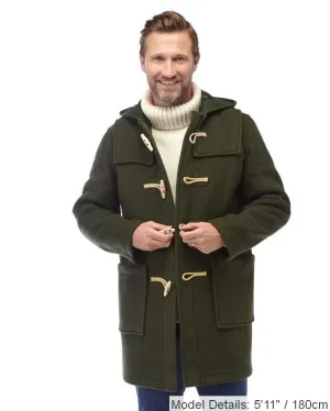 Men's Classic Fit Duffle Coat with Wooden Toggles - Olive